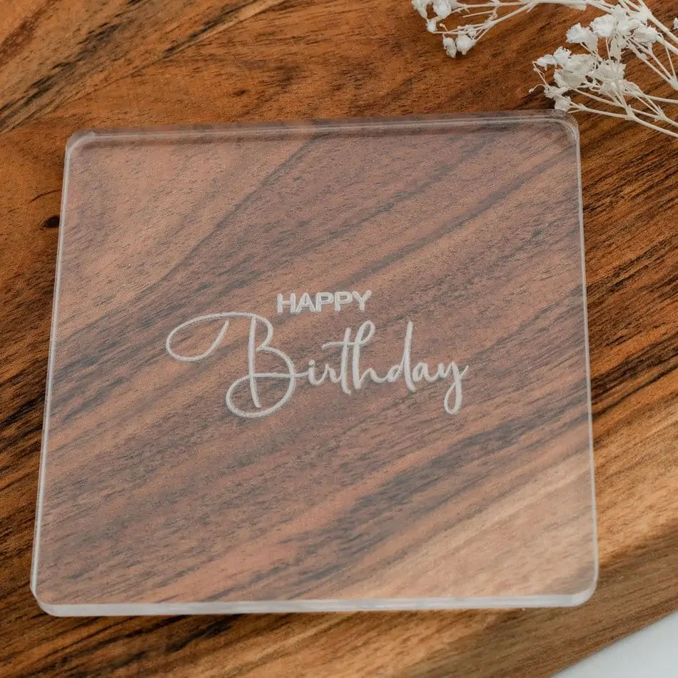 Happy Birthday Script Raised Cookie Stamp