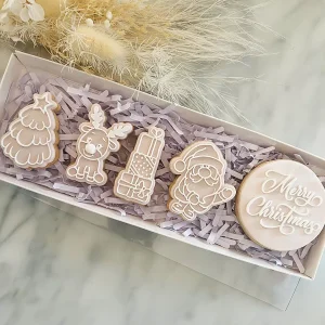 4 mini Christmas cookie plus merry christmas stamp and cutter set
