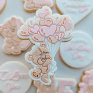 Teddy Holding Heart Balloons Cookie Stamp & Cutter Set