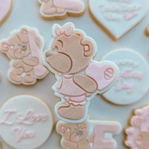 Kissing Teddy Girl Cookie Stamp & Cutter Set