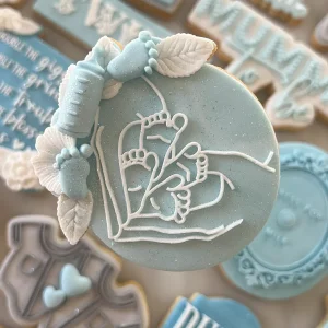 Hands with 2 Sets of Feet Heart Raised Cookie Stamp