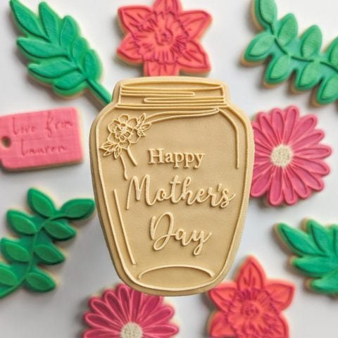 Happy Mother's Day Vase Cookie Stamp & Cutter