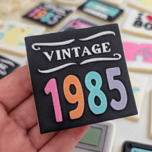 Vintage 1985 -Customisable Raised Cookie Stamp