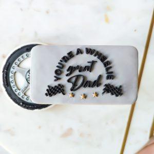 Wheelie Great Dad (with Flags) Raised Cookie Stamp