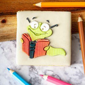 Cute Bookworm Teacher Appreciation Cookie Stamp