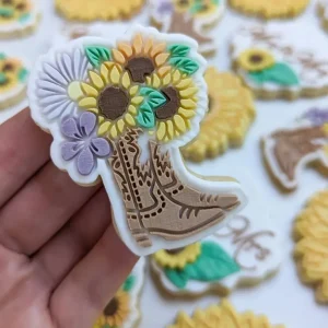 Cowgirl Boots with Flowers Raised Cookie Stamp and Cutter