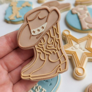 Cowboy Boots and Hat Raised Cookie Stamp and Cutter