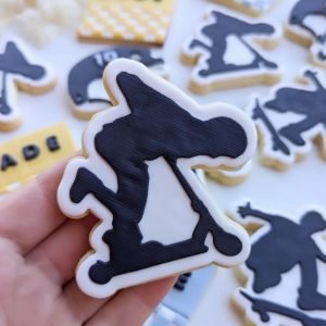 Boy On Scooter Silhouette Raised Cookie Stamp and Cutter